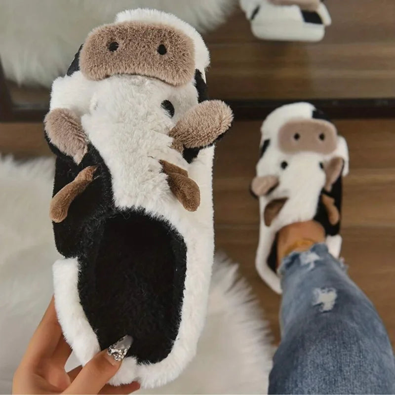 Soft Cow Slippers for Women - Cozy Animal-Themed Home Shoes Fluffy Winter Shoes for Women House Slippers Purest Peak