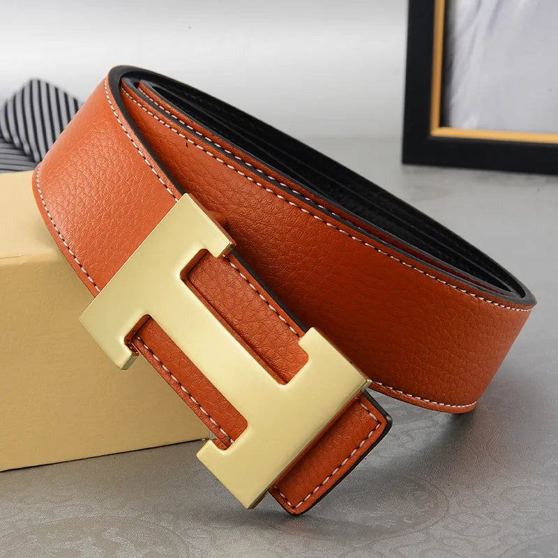 Width 3.8cm Famous Brand Belt Men Top Quality Genuine Luxury Leather Belts for Men Strap Metal Belt Fashion Women's Belt jeans Quick Pick Grocers