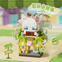 Library Candy Store Street View Coffee Pet Bread Flower Hamburger Small Shop City Building Blocks Fun Street Store Toys Quick Pick Grocers