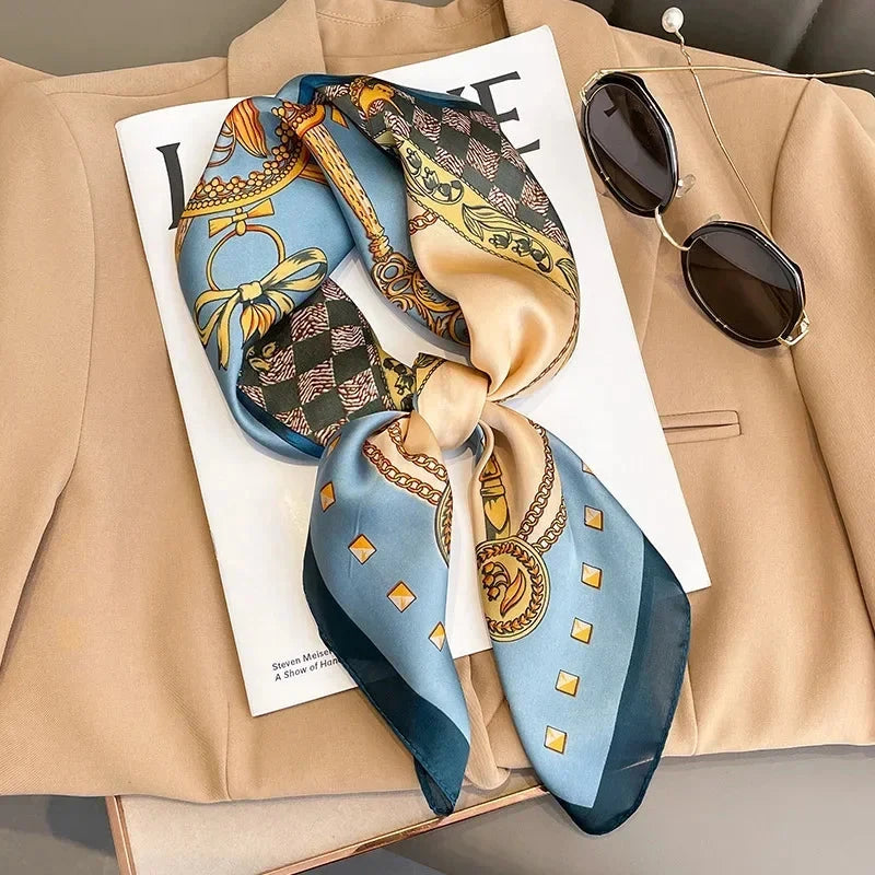 Neckerchief Female Luxury Square Scarf for Women Silk Feeling Shawl Satin Hijab Fashion Wraps Hair Bands Ribbon Headband Bandann Econic Blanks