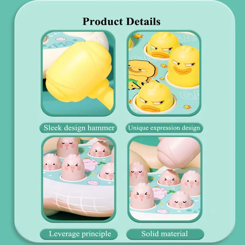 Duck/Frog/Pig Baby Toy Montessori Learning Game Educational Puzzle Gift for 12 24 Months Toddler Boy/Girl with Hammer Quick Pick Grocers