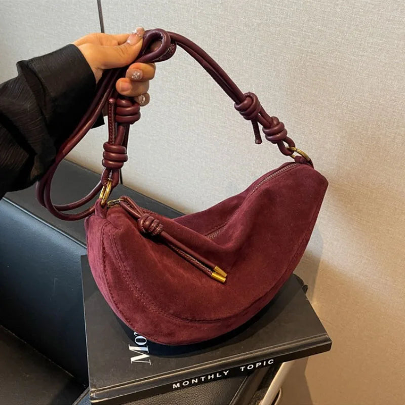 Faux Suede Super Popular Niche Suede Shoulder Bag for Women 2025 Hot Sale Single Crossbody Bags Underarm Dumpling Sweet Bags Quick Pick Grocers