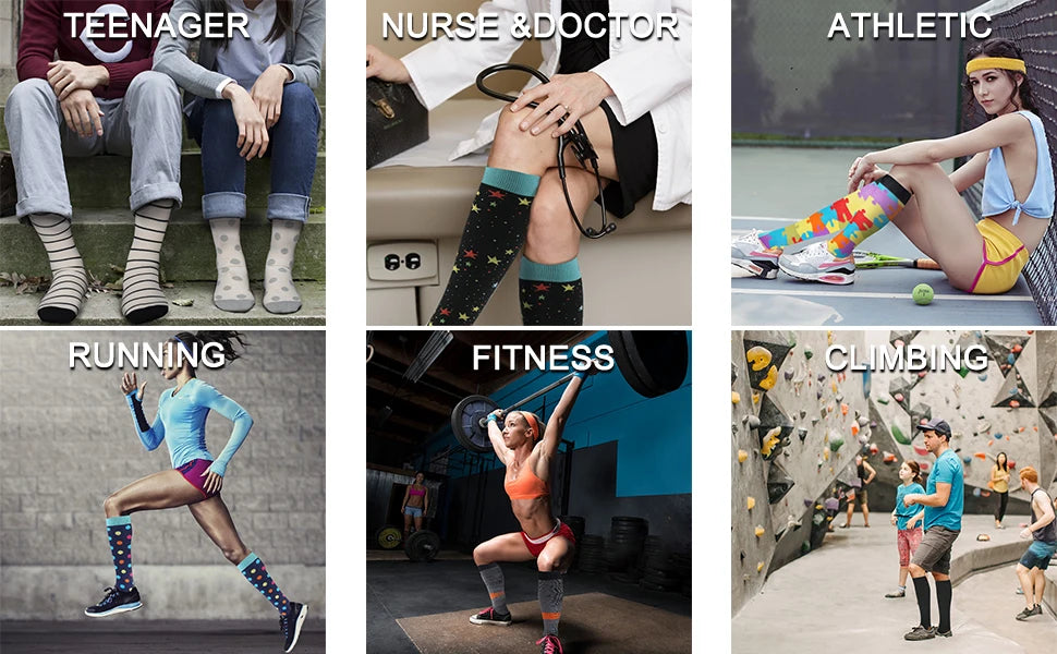 58 Styles 3 Pairs/Pack Compression Socks Knee High 30MmHg  Women Men Sports Socks Edema Diabetes Varicose Veins Running Socks Quick Pick Grocers