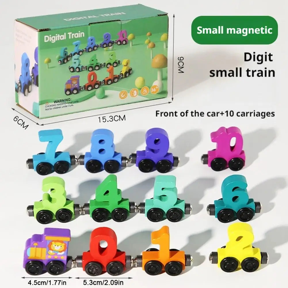 Wooden Number Digital Magnetic Train Toys Colorful Building Blocks Educational Hand-eye Coordination Magnetic Digital Train Quick Pick Grocers