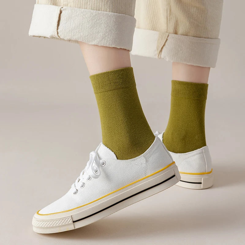 Socks women's Cotton Solid Color Autumn Spring  Soft Breathable Quick Pick Grocers