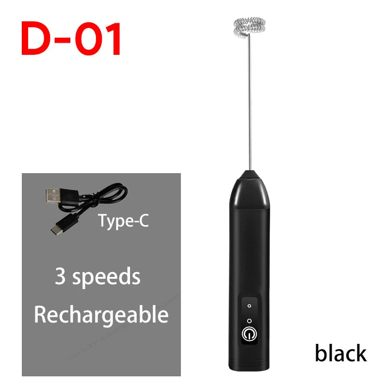UPGRADED Electric Coffee Frother/MILK Whisk+Egg Beater MINI Food Blender USB Rechargeable Handheld Three Speeds Espresso Tools Quick Pick Grocers
