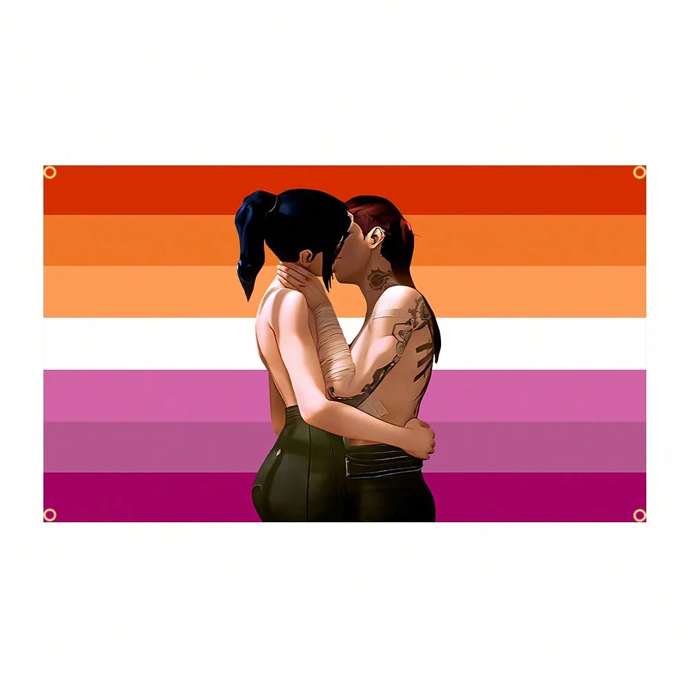 Arcane Lesbian Women Caitlyn Pink Rainbow Tapestry Flag Wall Hanging College Dorm Room Guys Man Cave Art Banner Vintage Blanket Quick Pick Grocers