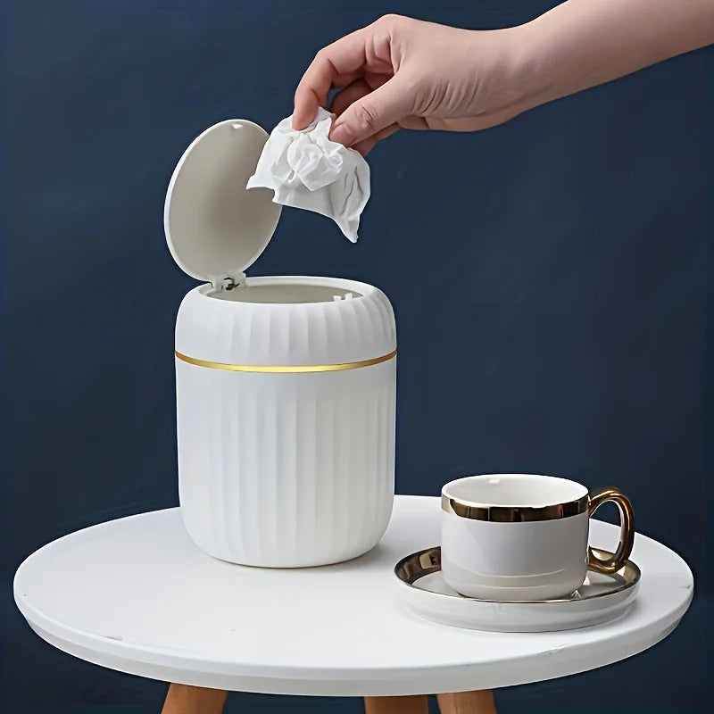 Mini Desktop Trash Can with Lid Garbage Waste Bin Organizer Bedroom Office Desk Storage Box Made Durable Plastic Home Supplies Econic Blanks