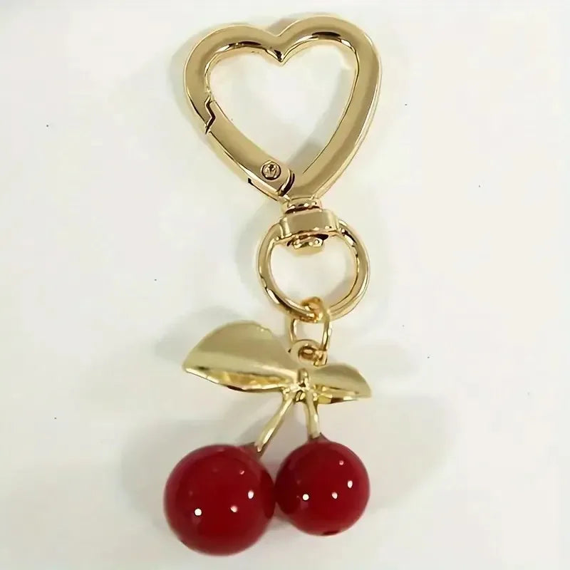 Cherry Blossom Heart-Shaped Bag Charm Durable Lobster Clasp DIY Bag Accessory Perfect Gift for Women Romantic Token of Love Quick Pick Grocers