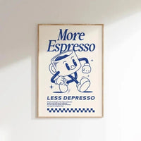 More Espresso Less Depresso Wall Art, Coffee Quote Wall Art, Coffee Station Wall Art, Coffee Bar Print, Cute Prints, Retro Quote Quick Pick Grocers