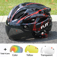 PJT Ultra-Light Magnetic Goggles Bicycle Helmet Lightweight PC Shell & EPS Foam Construction Cycling Helmet MTB Bike Helmet Quick Pick Grocers