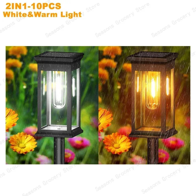 Waterproof LED Solar Lights for Garden Yard Driveway - Automatic Pathway Lighting Outdoor Landscape Lighting Auto On/Off at Dusk Quick Pick Grocers