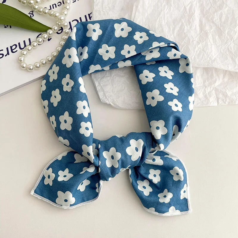 55cm Laies Headband Cotton Linen Square Scarf Women Korean College Girls Fashion Spring Autumn New Style Elegant Neck Scarves Quick Pick Grocers