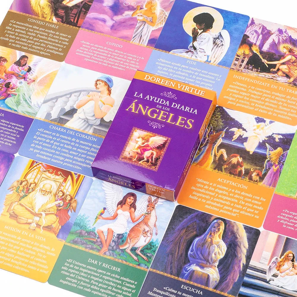 Daily Guidance From Your Angels Oracle 44 Cards Deck 10.4*7.4cm Spanish Version Fate Divination Tarot Board Playing Game Econic Blanks