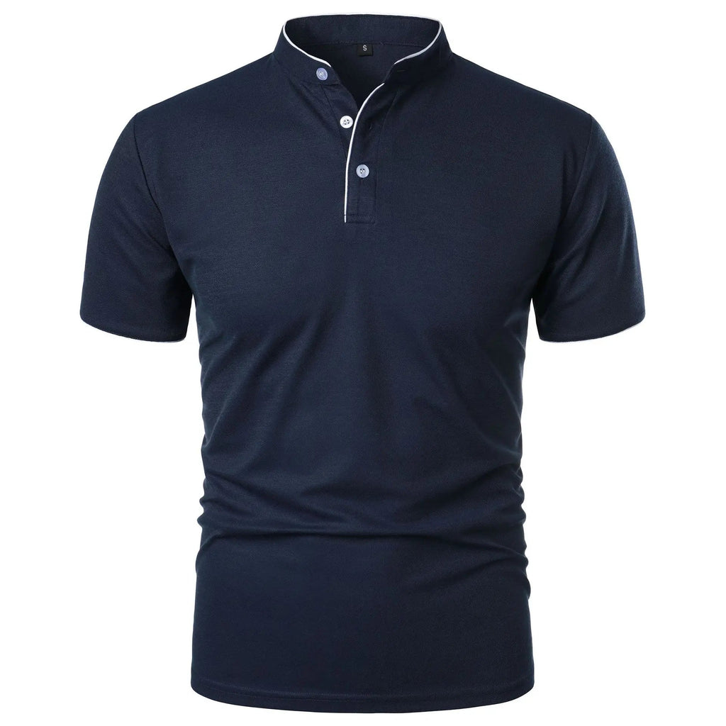 Summer Men's Short Sleeve Collar Tshirts New Solid Color Casual Polo Shirt Trendy Breathable Loose Basic Splice Top Quick Pick Grocers