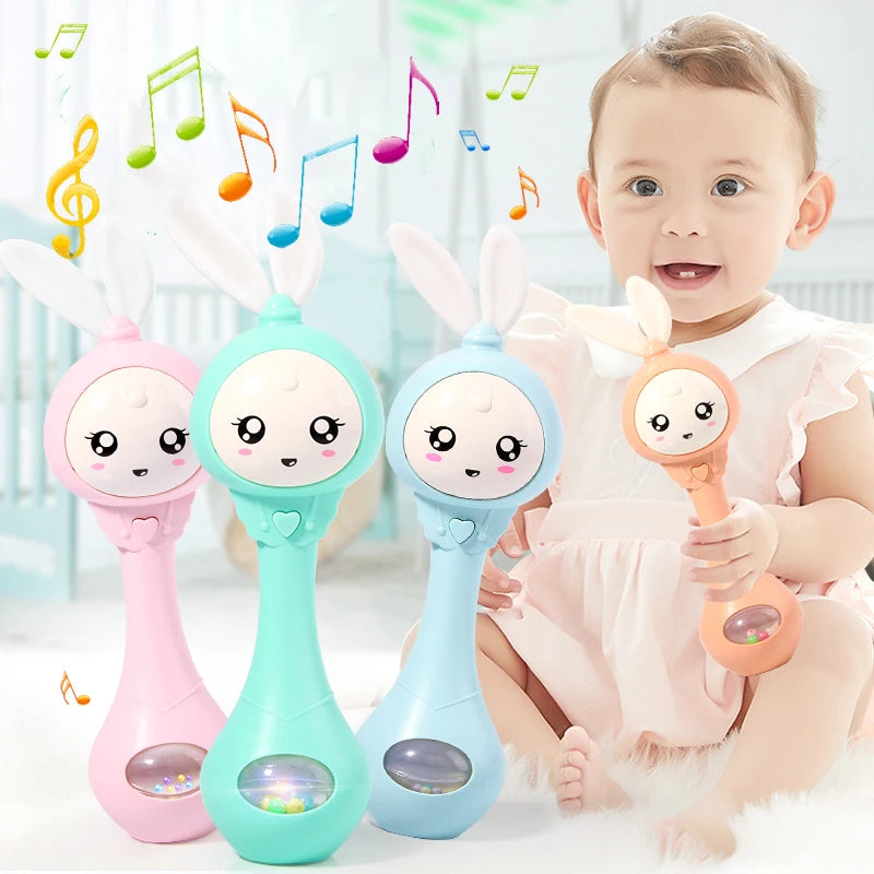 Music and Shine Rattle Toys Rabbit Intelligent Baby Rattles Smart Bunny Smarty Media Smart Shake Newborn Early Educational Toy Purest Peak