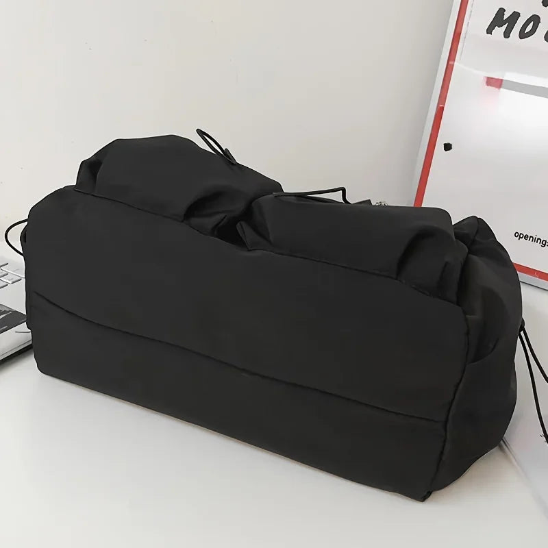 Fashionable Crossbody Bag with Drawstring Accent - Spacious & Secure Zipper Closure - Includes Stylish Bag Charm Quick Pick Grocers