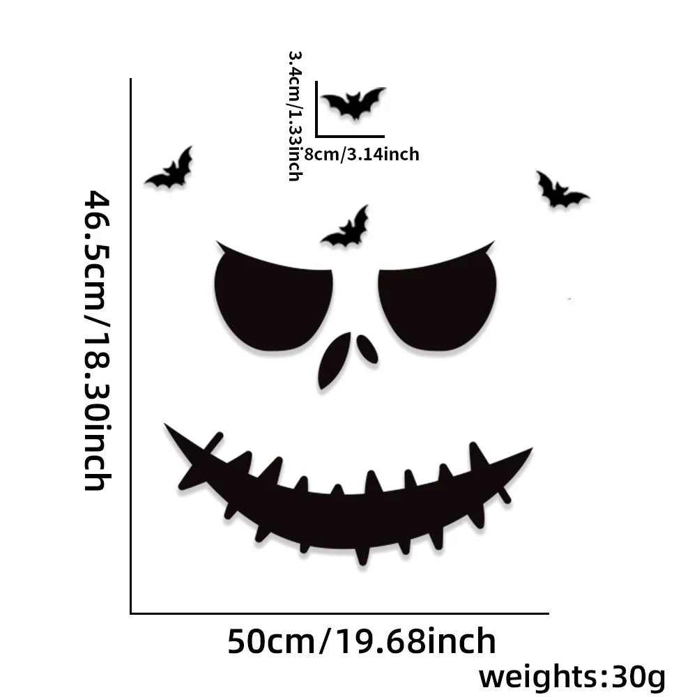 Halloween decoration room door stickers window decor skeleton hand pumpkin DIY devil witch hat glass window stickers ghost Econic Blanks
