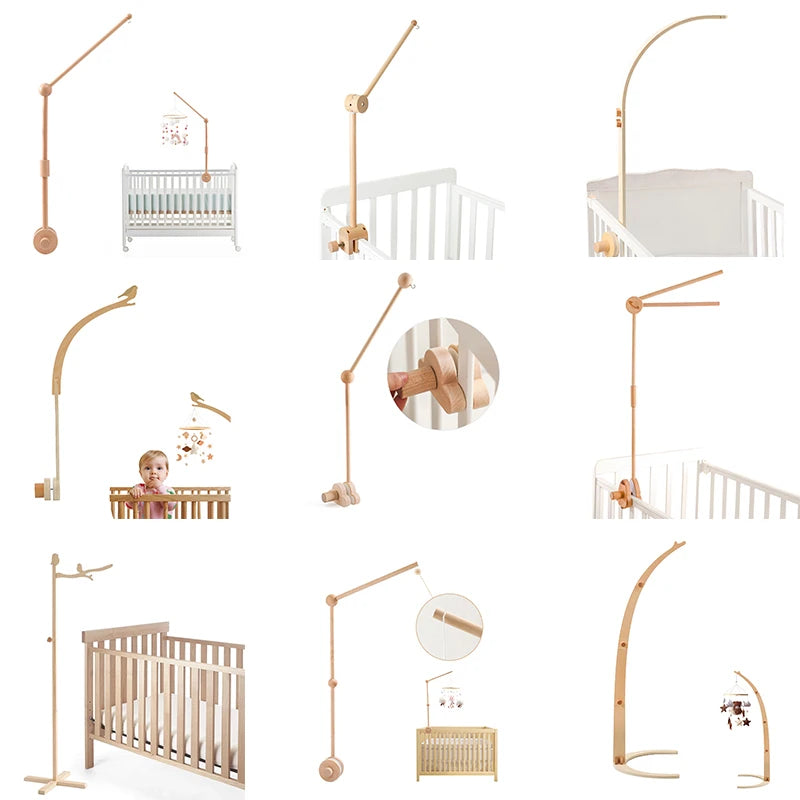 Baby Rattle Toy Bed Bell Bracket Wooden Mobile 0-12 Months Newborn Crochet Bed Bell Hanging Toys Holder Bracket Infant Crib Gift Purest Peak
