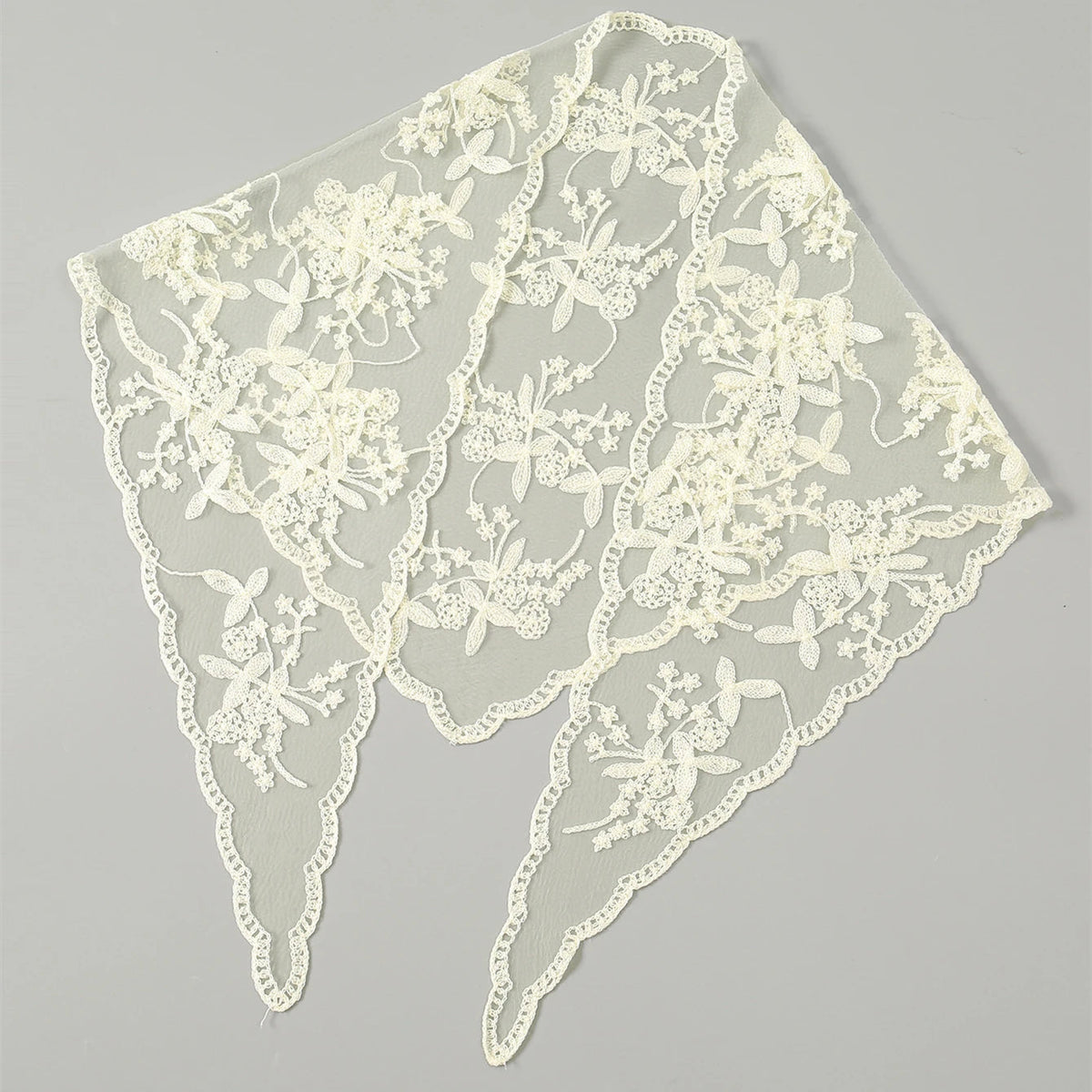 Elegant Lace Scarf Hollow Out Embroidery Foulard Bandana Solid Color Triangular Scarf Thin Vintage HandkerChiefs for Hair Woman Quick Pick Grocers