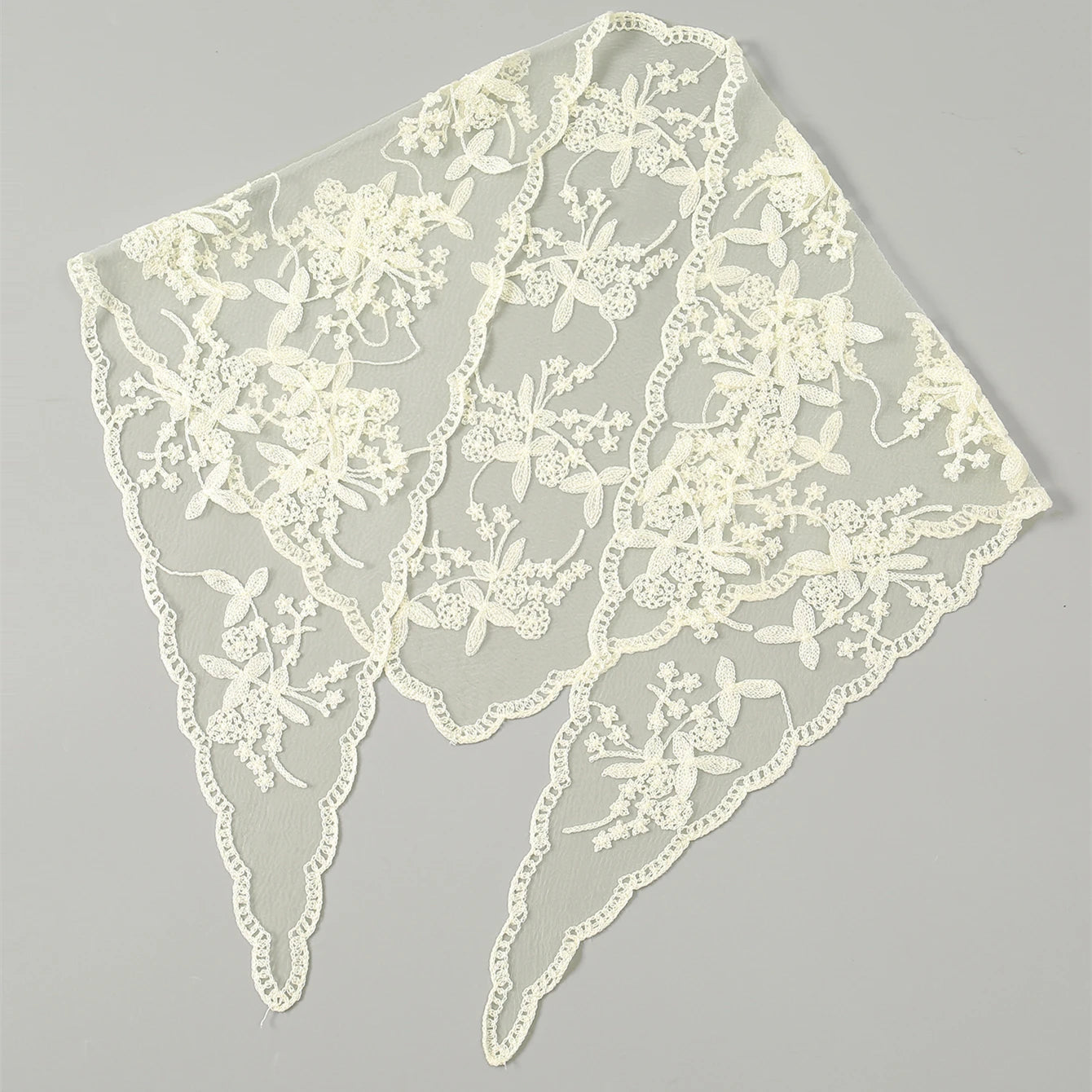 Elegant Lace Scarf Hollow Out Embroidery Foulard Bandana Solid Color Triangular Scarf Thin Vintage HandkerChiefs for Hair Woman Quick Pick Grocers