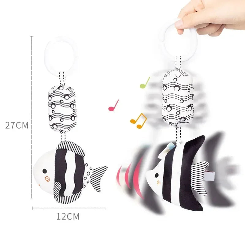 Stroller Bed Hanging Bell Plush Doll Baby Infant Rattles Newborn Black White Visual Grab Ability Training Toys игрушки для детей Purest Peak