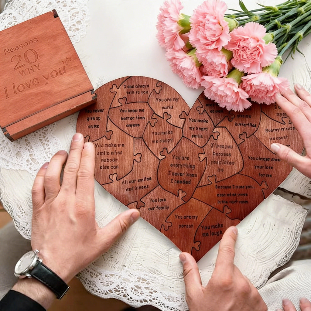 20 Reasons Why I Love You Puzzle Engraved Love Gift Home Decor Sentimental Gifts Personalized Mother's Day Valentine Day Gift Quick Pick Grocers