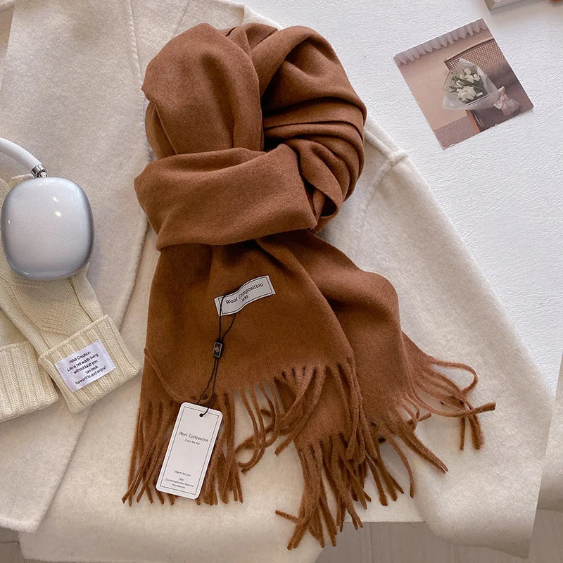 Luxury Winter Wool Scarf Women Cashmere Warm Pashmina Brand Foulard Female Shawls Wraps Thick Soft Bufanda Scarves Stole 2024 Quick Pick Grocers