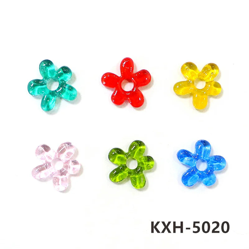 6pcs Irregular Shape Cute Mini Glass Flower Ornament Christmas Wedding Party Decor Supplies DIY Girl Jewelry Pendant Accessories Quick Pick Grocers