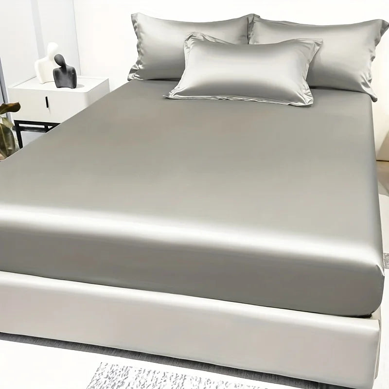 Modern Satin Fitted Sheet Ice Silk Bedspread Quick Pick Grocers