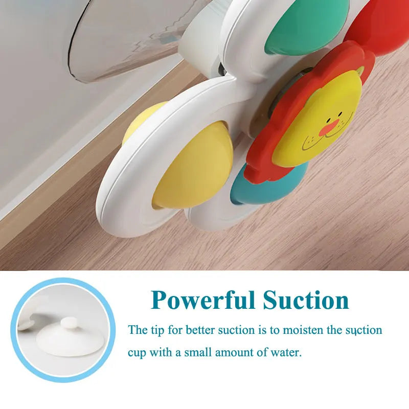 3PC Set Suction Cup Spinning Cartoon Animal Spinner Toys For Kids Window High Chair Tray Bath Table Travel for Children Gift Purest Peak
