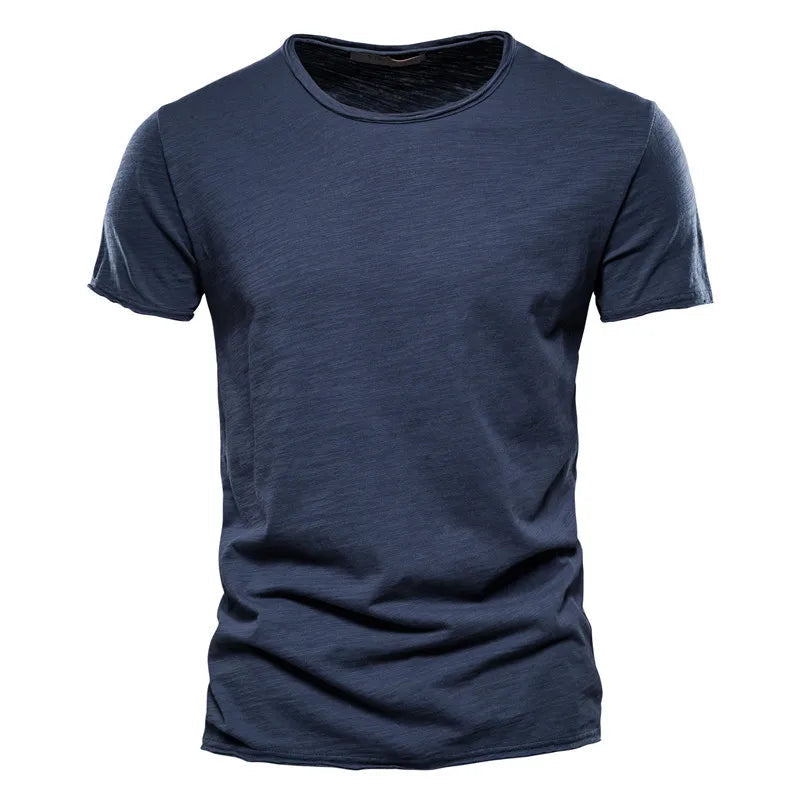 100% Cotton Men T-shirt Casual Soft Fitness Summer Thin T-shirts Men's Home Clothes O-Neck Short Sleeve Soild T Shirt for Men Quick Pick Grocers