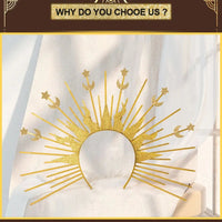 Fashion Sun God  Headband Star Gold COSPLAY Hair Hoop Moon The  of the Virgin Mary Halloween Headband Halloween Headwear Quick Pick Grocers