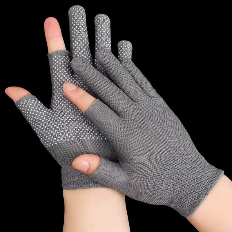 Touchscreen Nylon Gloves for Men Women Non-slip Breathable Half Finger Gloves for Summer Outdoor Riding Sport Fitness Sunscreen Quick Pick Grocers