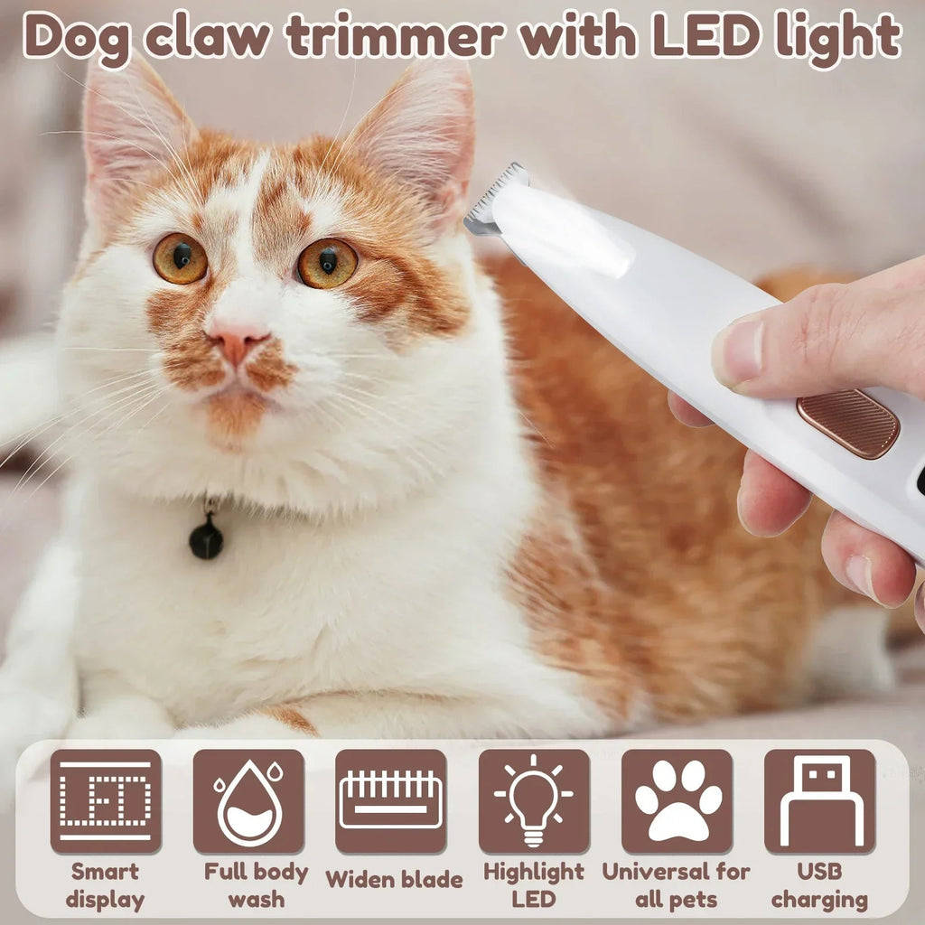 New Dog Paw Trimmer with LED Light Fully Waterproof Pet Hair Trimmer with LED Display Dog Clippers for Grooming 18mm Widen Blade Quick Pick Grocers