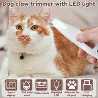 New Dog Paw Trimmer with LED Light Fully Waterproof Pet Hair Trimmer with LED Display Dog Clippers for Grooming 18mm Widen Blade Quick Pick Grocers