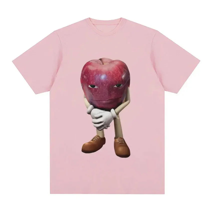 Funny Me Asf Apple with Face Meme T Shirt Unisex Fashion High Quality T Shirts Men Retro Casual Short Sleeve T-shirt Tops Quick Pick Grocers