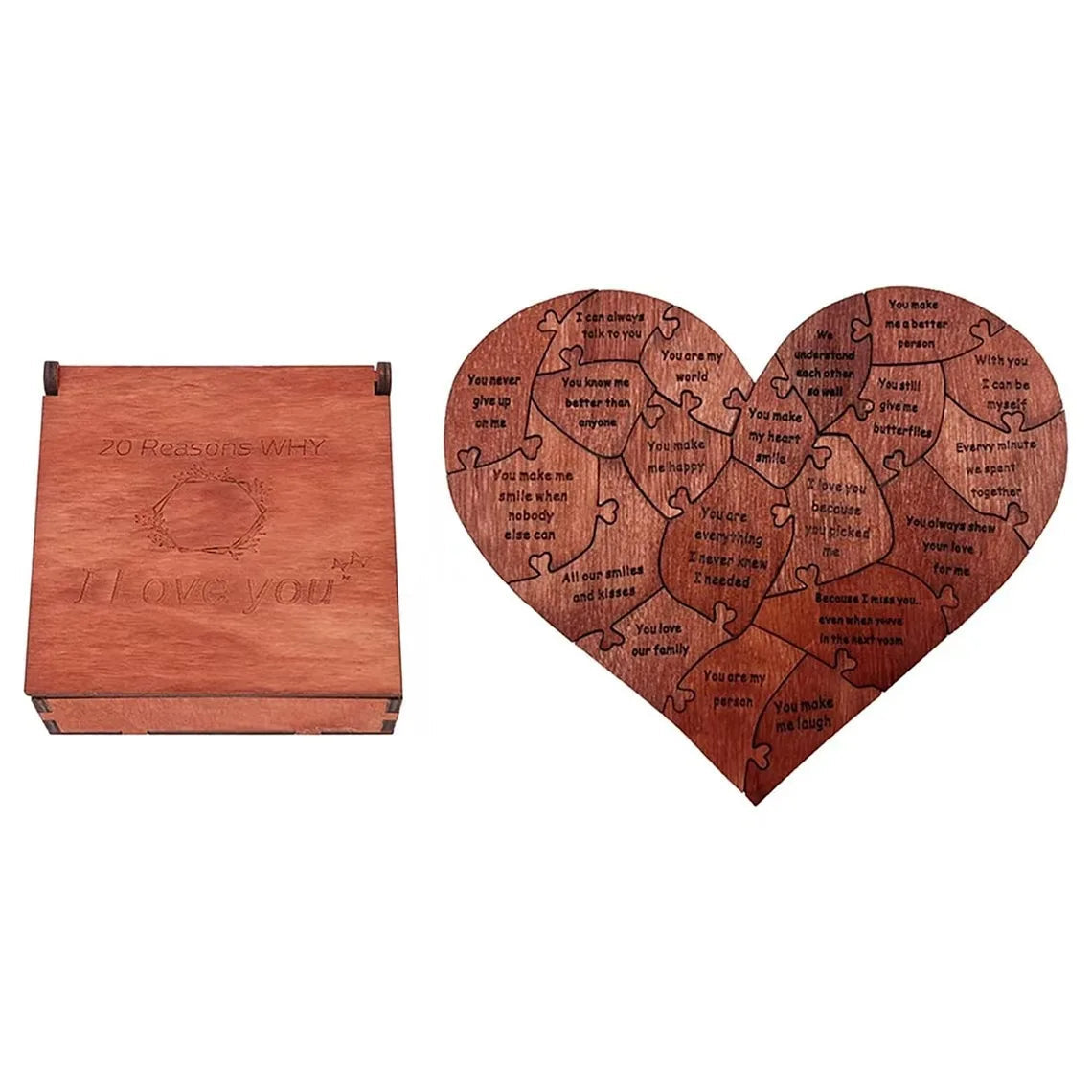 20 Reasons Why I Love You Puzzle Engraved Love Gift Home Decor Sentimental Gifts Personalized Mother's Day Valentine Day Gift Quick Pick Grocers