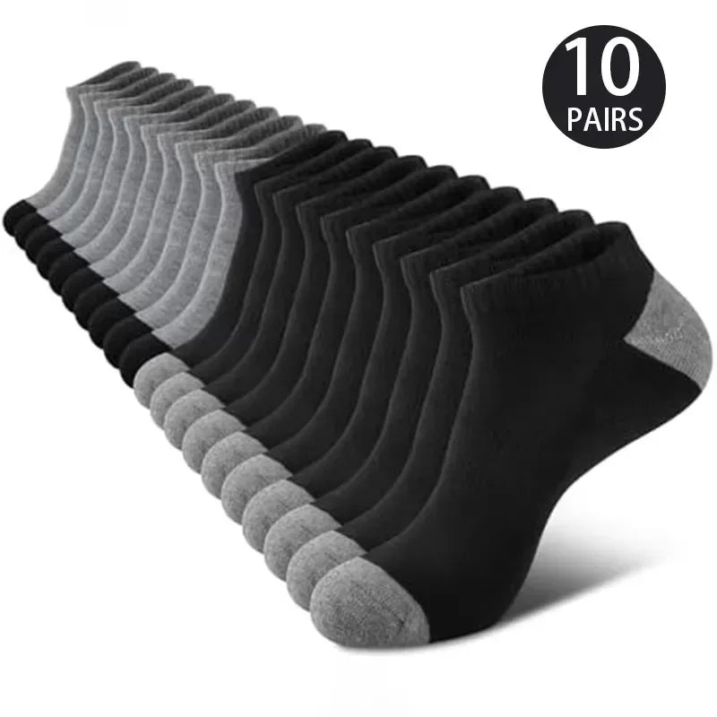 10 Pairs Of Comfortable Breathable Socks Sweat Absorbing Odor Proof Low Cut Solid Color Socks Suitable For Outdoor Activities Econic Blanks