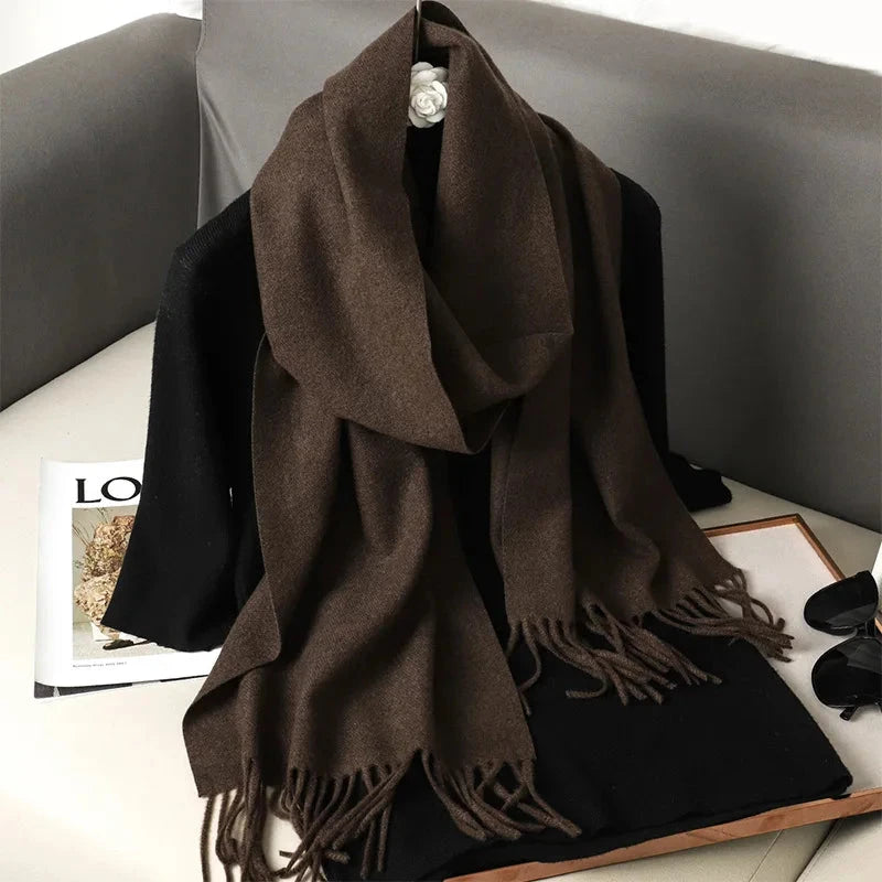 62Color Solid Women Winter Scarf Warm Thicken Cashmere Shawl Outdoor Fashion Luxury Tassels Pashmina Lady Wrap Windproof Scarves Econic Blanks