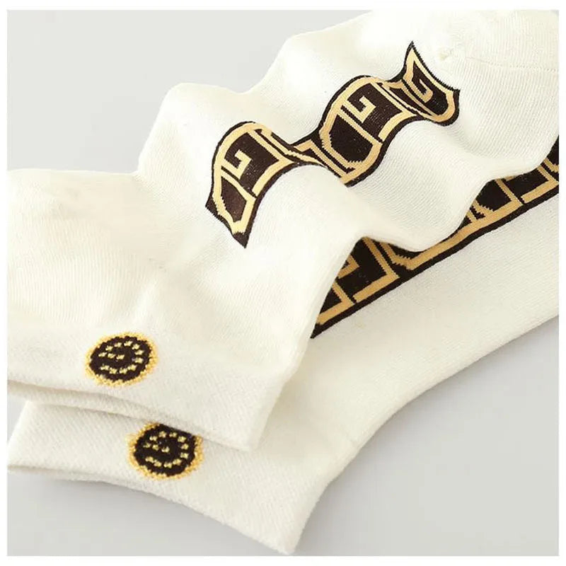 5/10/20 Pairs Winter Socks Men Short Breathable Luxury Socks Designer Brand Low-Cut Fashion Trendy Ankle Socks Geometric Pattern Quick Pick Grocers