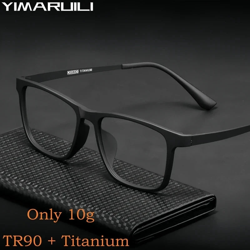 YIMARUILI Ultra Light Fashion Men's Glasses Frames Square Comfortable Pure Titanium Optical Prescription Big Eyeglasses HR3068 Econic Blanks