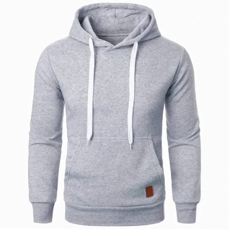 Mens Casual Hooded Collar Drawstring Hoodies Sweatshirts Long Sleeve Shirts Outdoor Streetwear Solid Color Lightweight Pullover Econic Blanks