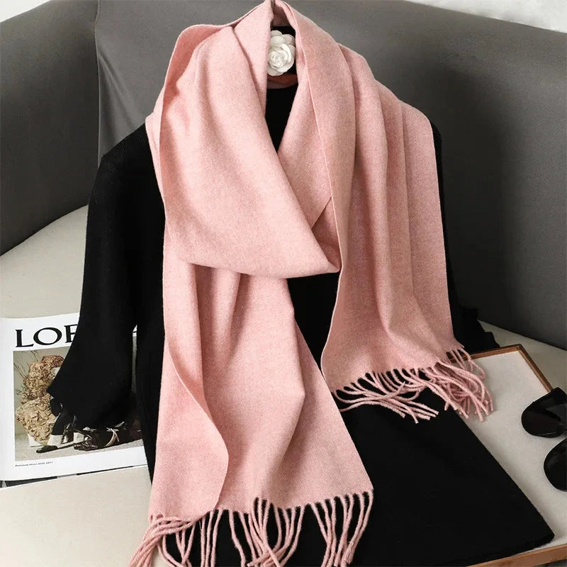 62Color Solid Women Winter Scarf Warm Thicken Cashmere Shawl Outdoor Fashion Luxury Tassels Pashmina Lady Wrap Windproof Scarves Econic Blanks