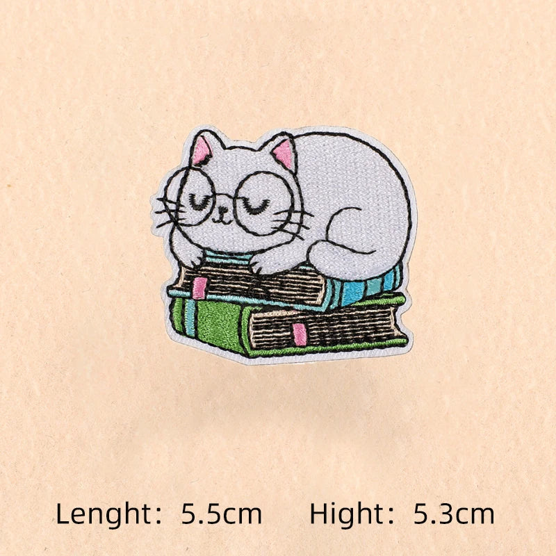 Cute Cartoon Cat patch Embroidery Patches on clothes Children's clothing Animal Interesting Embroidery Accessories Iron patch Quick Pick Grocers