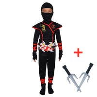 Black Ninja Costume Boy Halloween Japanese Samurai Costume Kid Anime Muscle Costume with Foam Accessories Best Children Gift Quick Pick Grocers
