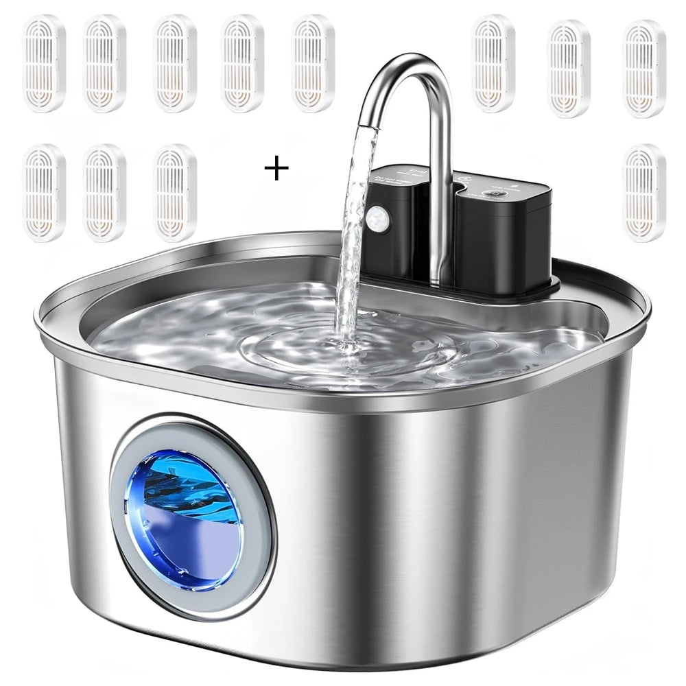 3L Stainless Steel Wireless Recharging Sensor Cat Water Fountain Auto Drinking Fountain For Cats Dog Drinker Pet Dispenser Bowl Quick Pick Grocers