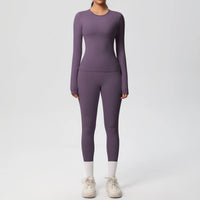 2 PCS Sportswear Yoga Set Gym Clothes Yoga Suits For Women Fitness Set Tracksuits Sports Long Sleeve Crop Top Gym Leggings Quick Pick Grocers