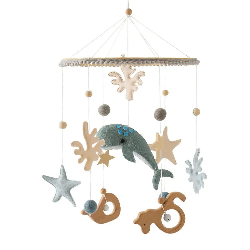 Baby Crib Mobile Rattle Toy For 0-12 Months Cartoon Felt Forest Animal Bed Bell Hanging Wooden Bracket Mobile Newbaby Rattle Toy Purest Peak