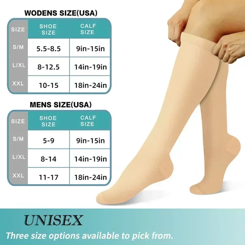 1 Pair Women's & Men's Compression Socks 15-20 mmHg Knee High Stocking for Cycling Soccer Running Athletic Calf Socks Quick Pick Grocers